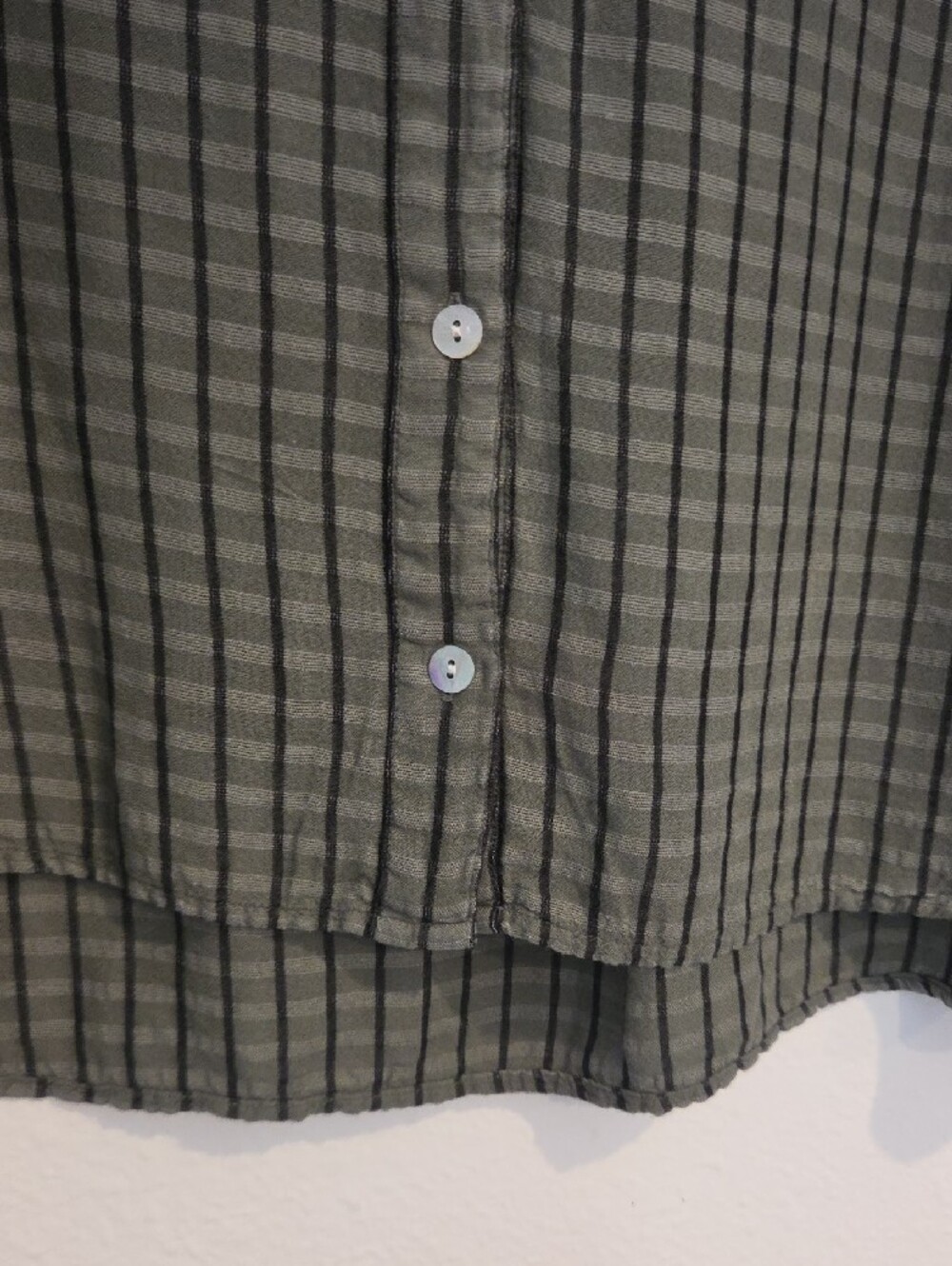 cloth & stone Olive and Black Striped Button-Down Blouse - Picture 6 of 8